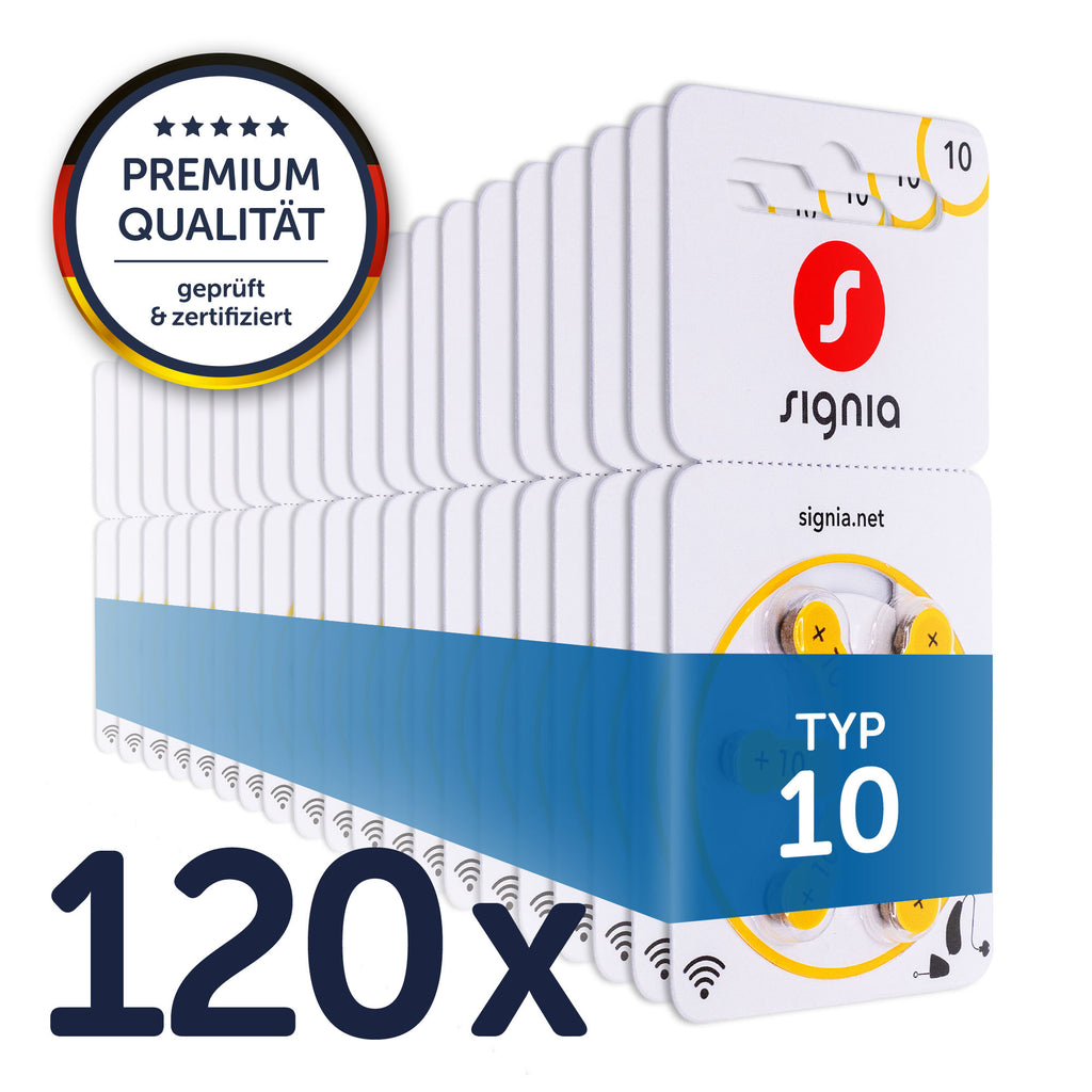 Siemens-Signia Hörgerätebatterien Typ 10 – 120er Packung