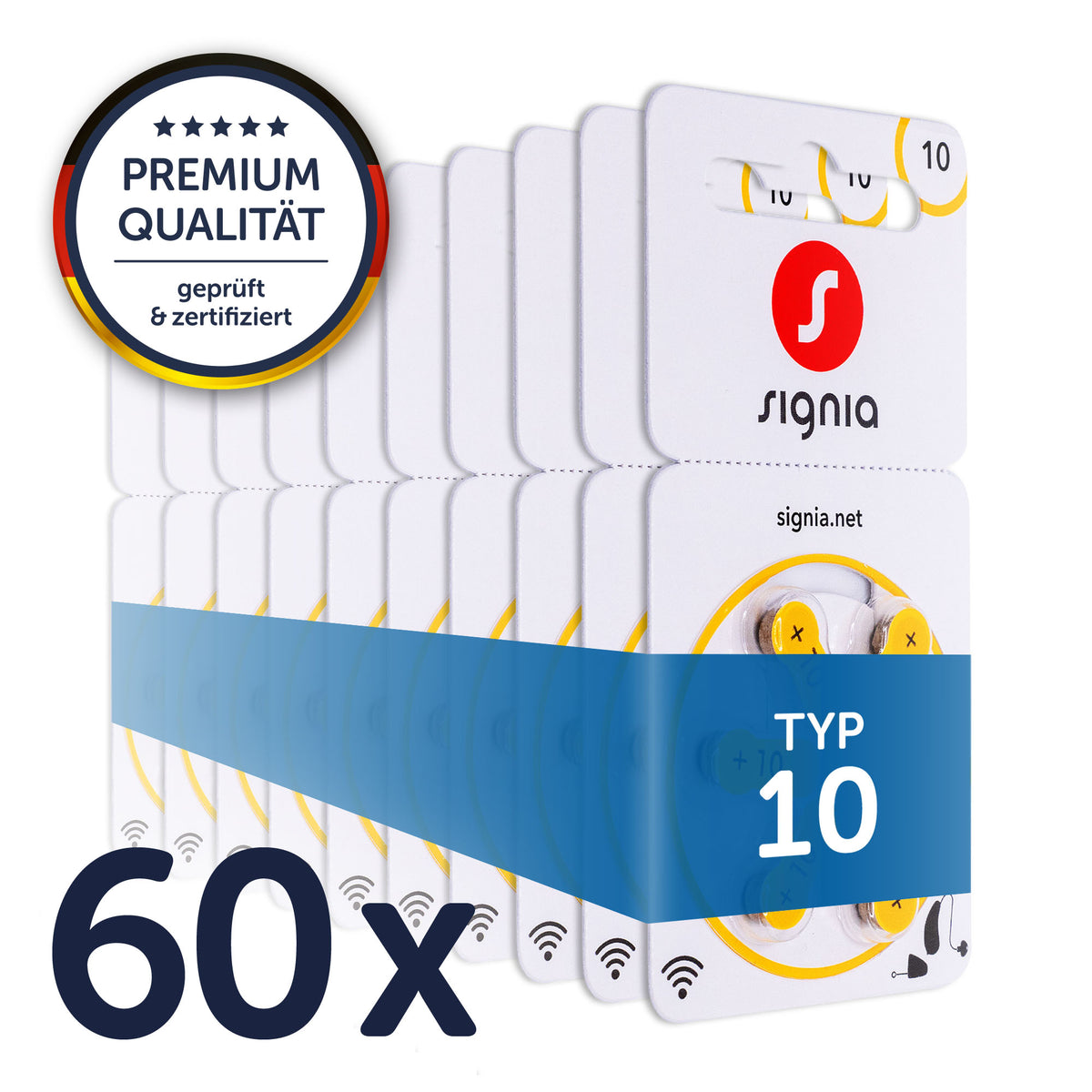 Siemens-Signia Hörgerätebatterien Typ 10 – 60er Packung