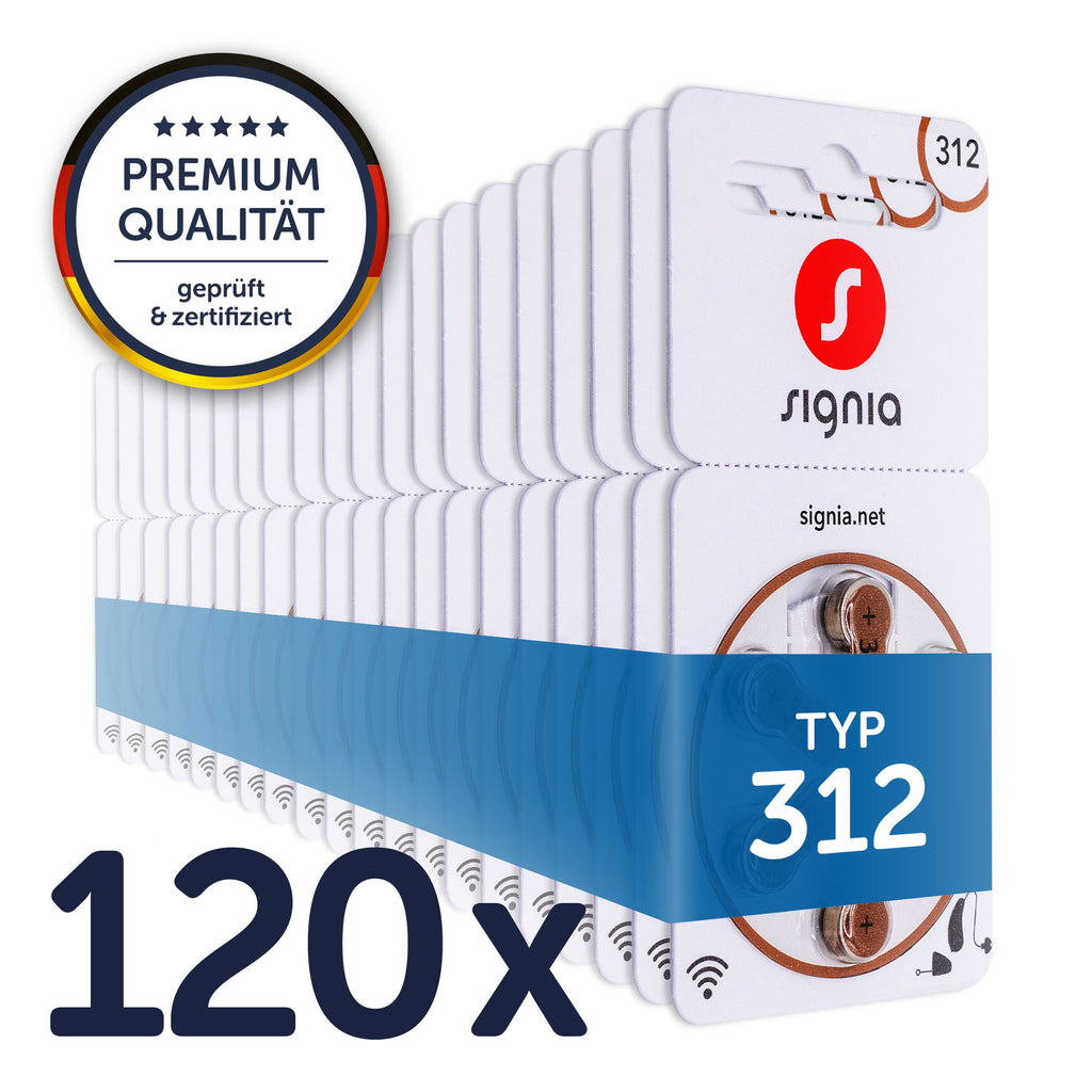 Siemens-Signia Hörgerätebatterien Typ 312 – 120er Packung