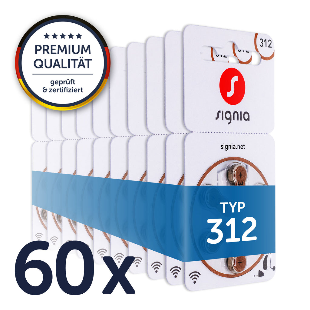 Siemens-Signia Hörgerätebatterien Typ 312 – 60er Packung