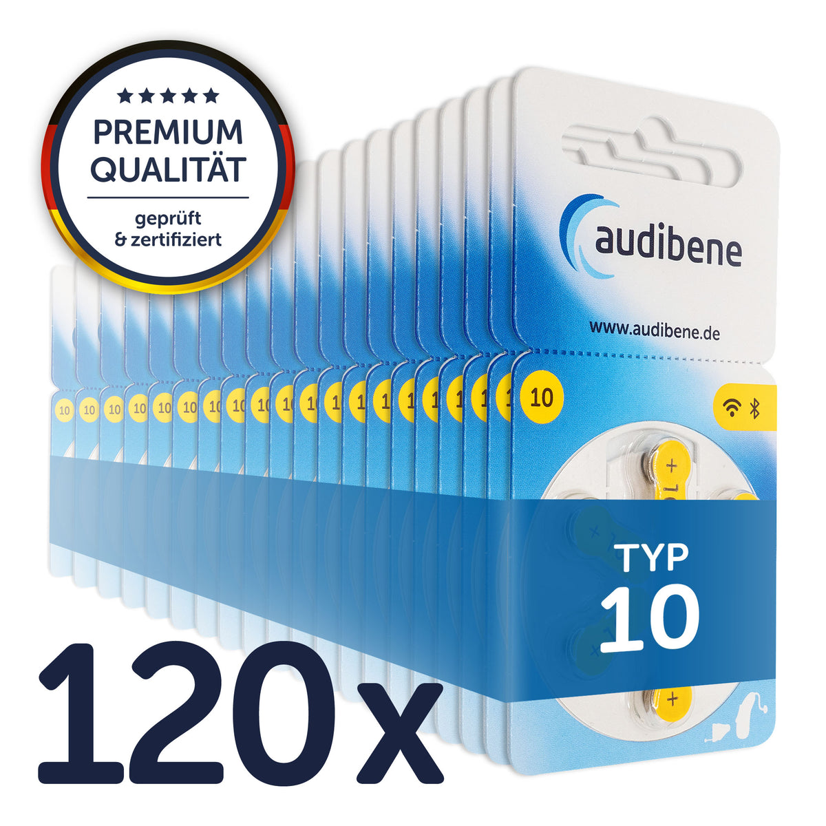 audibene Hörgerätebatterien Typ 10 – 120er Packung