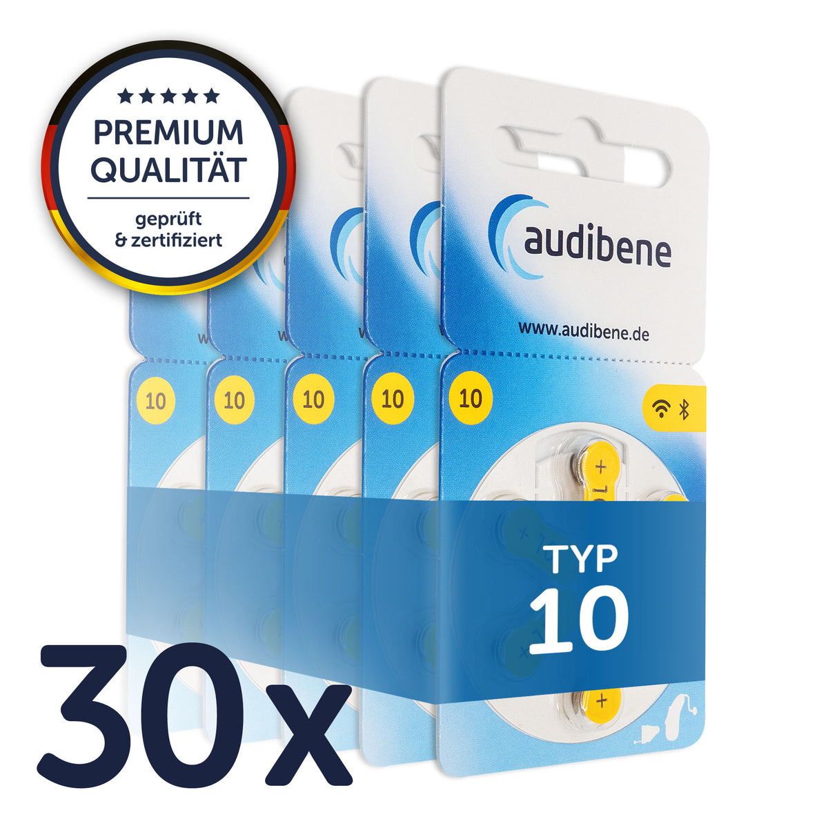 audibene Hörgerätebatterien Typ 10 – 30er Packung