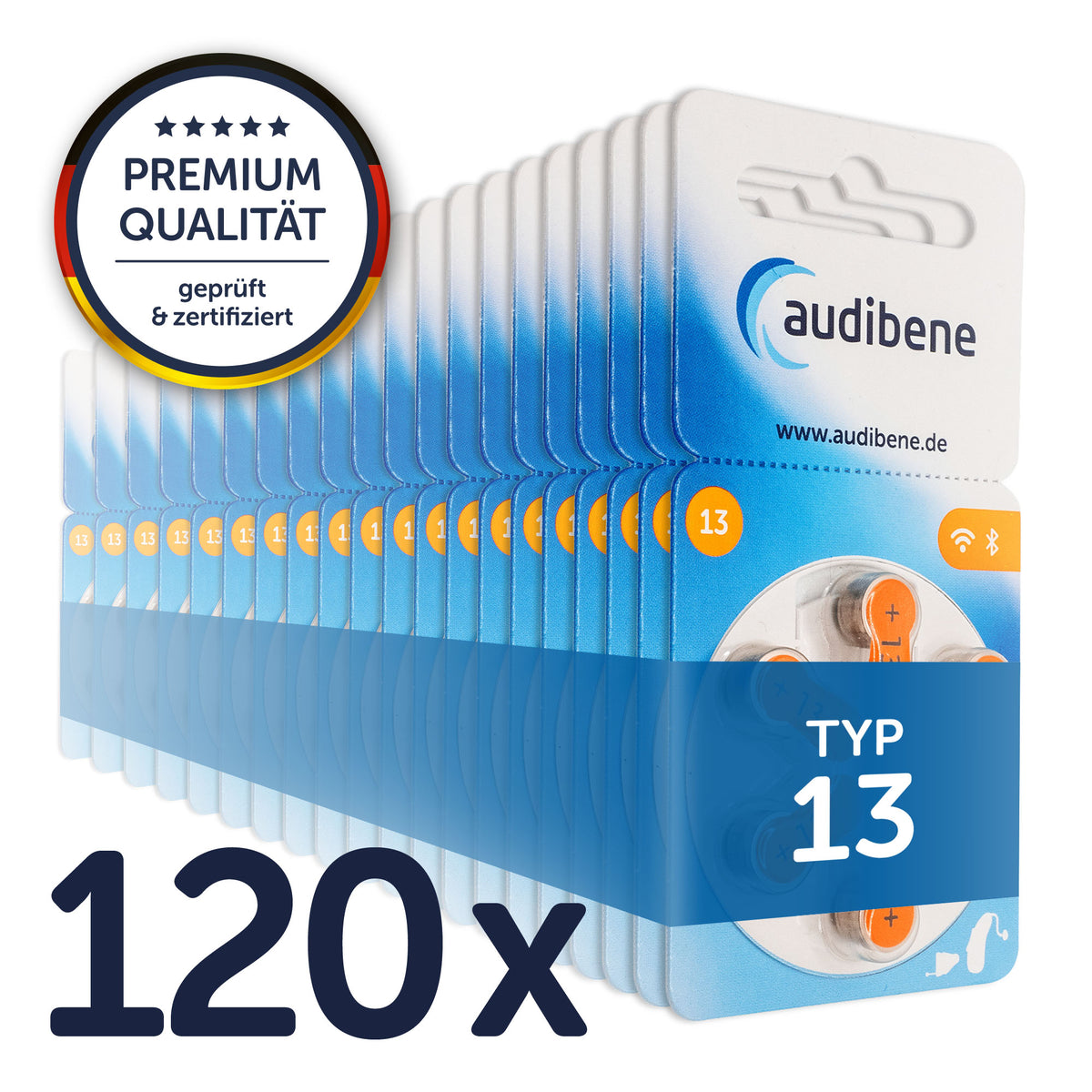 audibene Hörgerätebatterien Typ 13 – 120er Packung