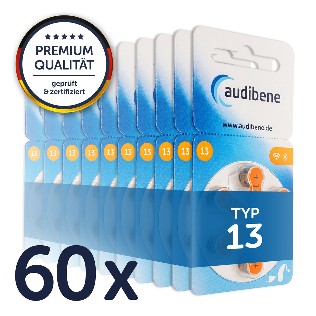 audibene Hörgerätebatterien Typ 13 – 60er Packung